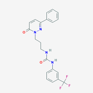 molecular formula C21H19F3N4O2 B6540673 3-[3-(6-oxo-3-phenyl-1,6-dihydropyridazin-1-yl)propyl]-1-[3-(trifluoromethyl)phenyl]urea CAS No. 1058199-39-5