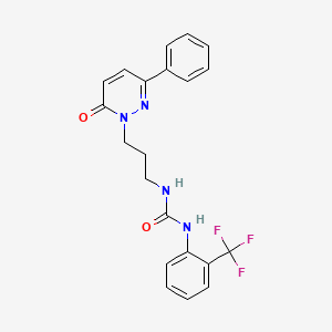molecular formula C21H19F3N4O2 B6540678 3-[3-(6-oxo-3-phenyl-1,6-dihydropyridazin-1-yl)propyl]-1-[2-(trifluoromethyl)phenyl]urea CAS No. 1058376-00-3