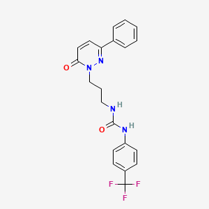 molecular formula C21H19F3N4O2 B6540680 3-[3-(6-oxo-3-phenyl-1,6-dihydropyridazin-1-yl)propyl]-1-[4-(trifluoromethyl)phenyl]urea CAS No. 1058199-42-0