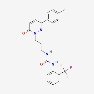 molecular formula C22H21F3N4O2 B6540725 3-{3-[3-(4-methylphenyl)-6-oxo-1,6-dihydropyridazin-1-yl]propyl}-1-[2-(trifluoromethyl)phenyl]urea CAS No. 1058498-19-3