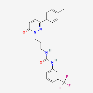 molecular formula C22H21F3N4O2 B6540729 3-{3-[3-(4-methylphenyl)-6-oxo-1,6-dihydropyridazin-1-yl]propyl}-1-[3-(trifluoromethyl)phenyl]urea CAS No. 1060185-78-5