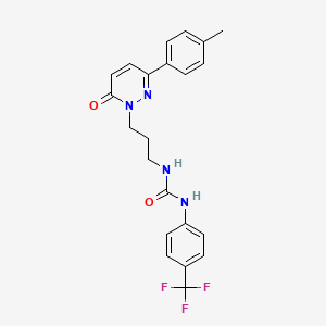 molecular formula C22H21F3N4O2 B6540737 3-{3-[3-(4-methylphenyl)-6-oxo-1,6-dihydropyridazin-1-yl]propyl}-1-[4-(trifluoromethyl)phenyl]urea CAS No. 1058498-26-2