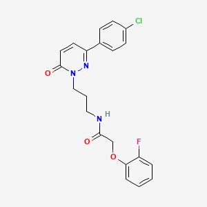 molecular formula C21H19ClFN3O3 B6540738 N-{3-[3-(4-chlorophenyl)-6-oxo-1,6-dihydropyridazin-1-yl]propyl}-2-(2-fluorophenoxy)acetamide CAS No. 1021217-51-5