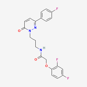molecular formula C21H18F3N3O3 B6540759 2-(2,4-difluorophenoxy)-N-{3-[3-(4-fluorophenyl)-6-oxo-1,6-dihydropyridazin-1-yl]propyl}acetamide CAS No. 1021217-54-8