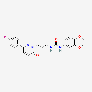 molecular formula C22H21FN4O4 B6540795 1-(2,3-dihydro-1,4-benzodioxin-6-yl)-3-{3-[3-(4-fluorophenyl)-6-oxo-1,6-dihydropyridazin-1-yl]propyl}urea CAS No. 1060206-96-3