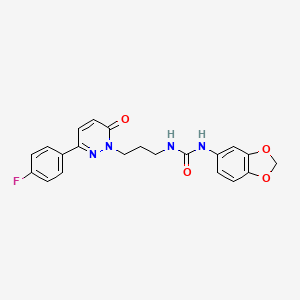 molecular formula C21H19FN4O4 B6540798 3-(2H-1,3-benzodioxol-5-yl)-1-{3-[3-(4-fluorophenyl)-6-oxo-1,6-dihydropyridazin-1-yl]propyl}urea CAS No. 1040672-33-0