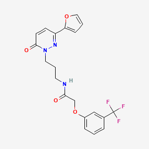 molecular formula C20H18F3N3O4 B6540804 N-{3-[3-(furan-2-yl)-6-oxo-1,6-dihydropyridazin-1-yl]propyl}-2-[3-(trifluoromethyl)phenoxy]acetamide CAS No. 1060208-94-7