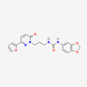 molecular formula C19H18N4O5 B6540834 3-(2H-1,3-benzodioxol-5-yl)-1-{3-[3-(furan-2-yl)-6-oxo-1,6-dihydropyridazin-1-yl]propyl}urea CAS No. 1058458-22-2