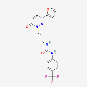 molecular formula C19H17F3N4O3 B6540839 3-{3-[3-(furan-2-yl)-6-oxo-1,6-dihydropyridazin-1-yl]propyl}-1-[4-(trifluoromethyl)phenyl]urea CAS No. 1058393-26-2
