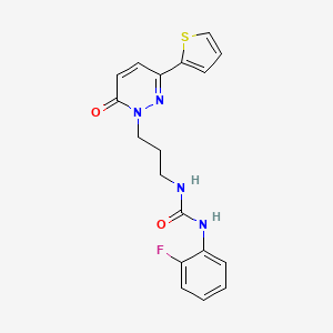 molecular formula C18H17FN4O2S B6540854 1-(2-fluorophenyl)-3-{3-[6-oxo-3-(thiophen-2-yl)-1,6-dihydropyridazin-1-yl]propyl}urea CAS No. 1040672-41-0