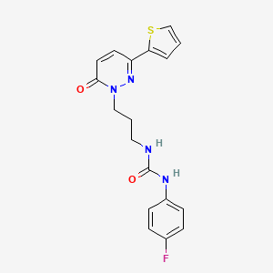 molecular formula C18H17FN4O2S B6540861 1-(4-fluorophenyl)-3-{3-[6-oxo-3-(thiophen-2-yl)-1,6-dihydropyridazin-1-yl]propyl}urea CAS No. 1040672-49-8