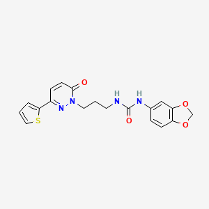 molecular formula C19H18N4O4S B6540873 3-(2H-1,3-benzodioxol-5-yl)-1-{3-[6-oxo-3-(thiophen-2-yl)-1,6-dihydropyridazin-1-yl]propyl}urea CAS No. 1040672-72-7
