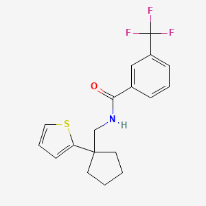 molecular formula C18H18F3NOS B6540906 N-{[1-(thiophen-2-yl)cyclopentyl]methyl}-3-(trifluoromethyl)benzamide CAS No. 1058394-24-3