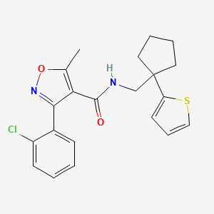 molecular formula C21H21ClN2O2S B6540915 3-(2-chlorophenyl)-5-methyl-N-{[1-(thiophen-2-yl)cyclopentyl]methyl}-1,2-oxazole-4-carboxamide CAS No. 1058394-25-4