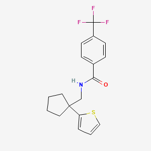 molecular formula C18H18F3NOS B6540921 N-{[1-(thiophen-2-yl)cyclopentyl]methyl}-4-(trifluoromethyl)benzamide CAS No. 1058394-26-5