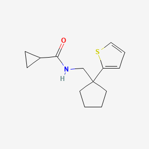 molecular formula C14H19NOS B6540927 N-{[1-(thiophen-2-yl)cyclopentyl]methyl}cyclopropanecarboxamide CAS No. 1058208-75-5