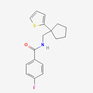 molecular formula C17H18FNOS B6540931 4-fluoro-N-{[1-(thiophen-2-yl)cyclopentyl]methyl}benzamide CAS No. 1058459-39-4