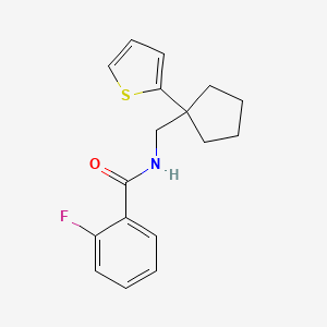 2-fluoro-N-{[1-(thiophen-2-yl)cyclopentyl]methyl}benzamide