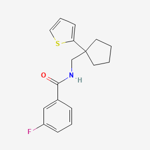 molecular formula C17H18FNOS B6540949 3-fluoro-N-{[1-(thiophen-2-yl)cyclopentyl]methyl}benzamide CAS No. 1058459-41-8