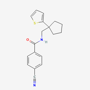 molecular formula C18H18N2OS B6540978 4-cyano-N-{[1-(thiophen-2-yl)cyclopentyl]methyl}benzamide CAS No. 1058459-53-2