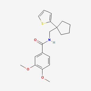 molecular formula C19H23NO3S B6540993 3,4-dimethoxy-N-{[1-(thiophen-2-yl)cyclopentyl]methyl}benzamide CAS No. 1060215-10-2