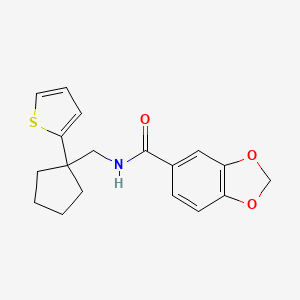 molecular formula C18H19NO3S B6540999 N-{[1-(thiophen-2-yl)cyclopentyl]methyl}-2H-1,3-benzodioxole-5-carboxamide CAS No. 1060215-18-0