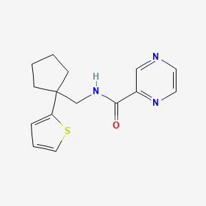 N-{[1-(thiophen-2-yl)cyclopentyl]methyl}pyrazine-2-carboxamide