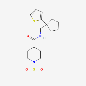 molecular formula C17H26N2O3S2 B6541036 1-methanesulfonyl-N-{[1-(thiophen-2-yl)cyclopentyl]methyl}piperidine-4-carboxamide CAS No. 1058459-73-6