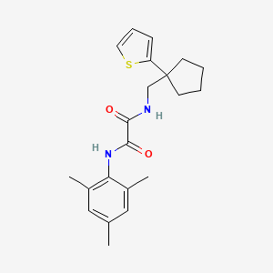 molecular formula C21H26N2O2S B6541132 N-{[1-(thiophen-2-yl)cyclopentyl]methyl}-N'-(2,4,6-trimethylphenyl)ethanediamide CAS No. 1060193-86-3