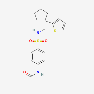 molecular formula C18H22N2O3S2 B6541150 N-[4-({[1-(thiophen-2-yl)cyclopentyl]methyl}sulfamoyl)phenyl]acetamide CAS No. 1058249-52-7
