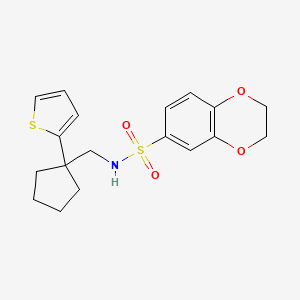 N-{[1-(thiophen-2-yl)cyclopentyl]methyl}-2,3-dihydro-1,4-benzodioxine-6-sulfonamide