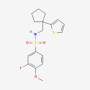 molecular formula C17H20FNO3S2 B6541192 3-fluoro-4-methoxy-N-{[1-(thiophen-2-yl)cyclopentyl]methyl}benzene-1-sulfonamide CAS No. 1058475-78-7