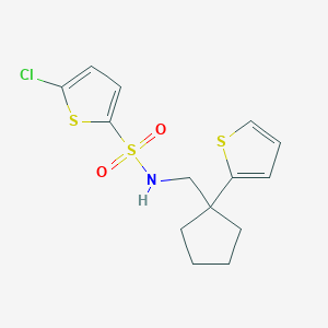 molecular formula C14H16ClNO2S3 B6541201 5-chloro-N-{[1-(thiophen-2-yl)cyclopentyl]methyl}thiophene-2-sulfonamide CAS No. 1058249-62-9