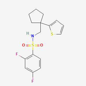 molecular formula C16H17F2NO2S2 B6541205 2,4-difluoro-N-{[1-(thiophen-2-yl)cyclopentyl]methyl}benzene-1-sulfonamide CAS No. 1058475-80-1