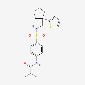 molecular formula C20H26N2O3S2 B6541210 2-methyl-N-[4-({[1-(thiophen-2-yl)cyclopentyl]methyl}sulfamoyl)phenyl]propanamide CAS No. 1058249-66-3