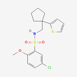 molecular formula C17H20ClNO3S2 B6541222 5-chloro-2-methoxy-N-{[1-(thiophen-2-yl)cyclopentyl]methyl}benzene-1-sulfonamide CAS No. 1058475-86-7