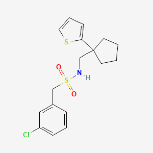 molecular formula C17H20ClNO2S2 B6541230 1-(3-chlorophenyl)-N-{[1-(thiophen-2-yl)cyclopentyl]methyl}methanesulfonamide CAS No. 1058249-72-1