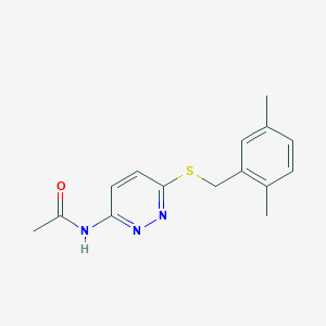 molecular formula C15H17N3OS B6541235 N-(6-{[(2,5-dimethylphenyl)methyl]sulfanyl}pyridazin-3-yl)acetamide CAS No. 1058217-37-0