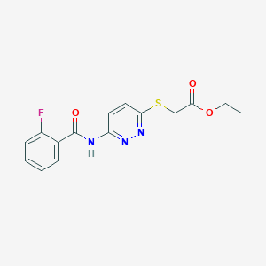 molecular formula C15H14FN3O3S B6541236 ethyl 2-{[6-(2-fluorobenzamido)pyridazin-3-yl]sulfanyl}acetate CAS No. 1021218-15-4