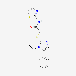 molecular formula C16H16N4OS2 B6541253 2-[(1-ethyl-5-phenyl-1H-imidazol-2-yl)sulfanyl]-N-(1,3-thiazol-2-yl)acetamide CAS No. 483310-23-2