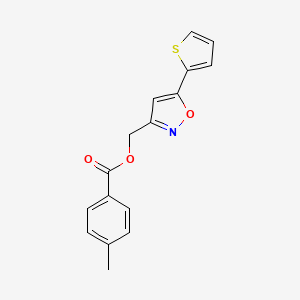 molecular formula C16H13NO3S B6541261 [5-(thiophen-2-yl)-1,2-oxazol-3-yl]methyl 4-methylbenzoate CAS No. 879856-86-7