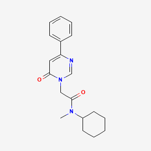molecular formula C19H23N3O2 B6541292 N-cyclohexyl-N-methyl-2-(6-oxo-4-phenyl-1,6-dihydropyrimidin-1-yl)acetamide CAS No. 1058422-31-3