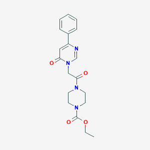molecular formula C19H22N4O4 B6541314 ethyl 4-[2-(6-oxo-4-phenyl-1,6-dihydropyrimidin-1-yl)acetyl]piperazine-1-carboxylate CAS No. 1058225-69-6