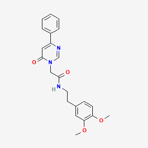 molecular formula C22H23N3O4 B6541348 N-[2-(3,4-dimethoxyphenyl)ethyl]-2-(6-oxo-4-phenyl-1,6-dihydropyrimidin-1-yl)acetamide CAS No. 1060198-29-9