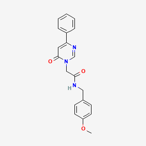 molecular formula C20H19N3O3 B6541354 N-[(4-methoxyphenyl)methyl]-2-(6-oxo-4-phenyl-1,6-dihydropyrimidin-1-yl)acetamide CAS No. 1058225-77-6