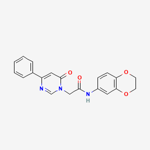 molecular formula C20H17N3O4 B6541379 N-(2,3-dihydro-1,4-benzodioxin-6-yl)-2-(6-oxo-4-phenyl-1,6-dihydropyrimidin-1-yl)acetamide CAS No. 1060198-77-7