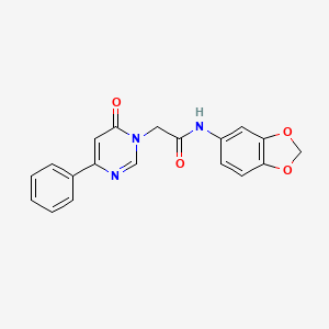 molecular formula C19H15N3O4 B6541381 N-(2H-1,3-benzodioxol-5-yl)-2-(6-oxo-4-phenyl-1,6-dihydropyrimidin-1-yl)acetamide CAS No. 1058422-54-0
