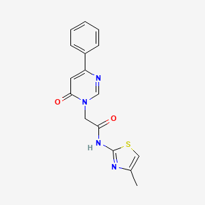 molecular formula C16H14N4O2S B6541419 N-(4-methyl-1,3-thiazol-2-yl)-2-(6-oxo-4-phenyl-1,6-dihydropyrimidin-1-yl)acetamide CAS No. 1058422-61-9