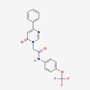 molecular formula C19H14F3N3O3 B6541445 2-(6-oxo-4-phenyl-1,6-dihydropyrimidin-1-yl)-N-[4-(trifluoromethoxy)phenyl]acetamide CAS No. 1058422-79-9