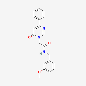 molecular formula C20H19N3O3 B6541471 N-[(3-methoxyphenyl)methyl]-2-(6-oxo-4-phenyl-1,6-dihydropyrimidin-1-yl)acetamide CAS No. 1058422-97-1
